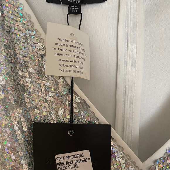 Silver, multicolored sequin, mini - Picture 5 of 6